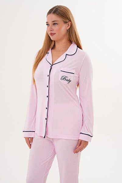 Mecit Pijama Mecit 6307 Pink Buttoned Women's Pajama Set