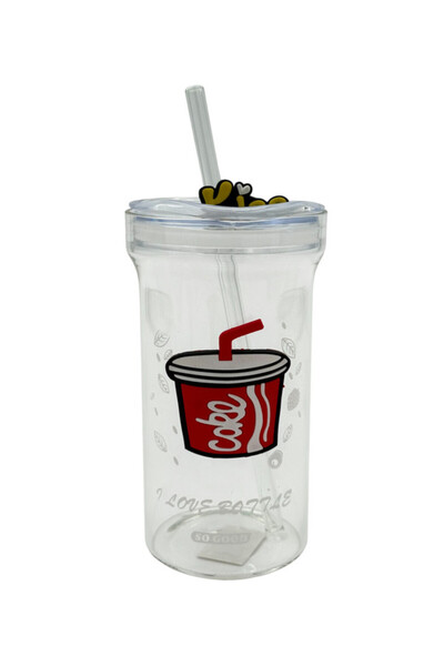 B&D Glass Cup with Straw