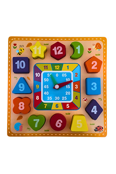 OEM Puzzle incastru ceas din lemn cu forme geometrice