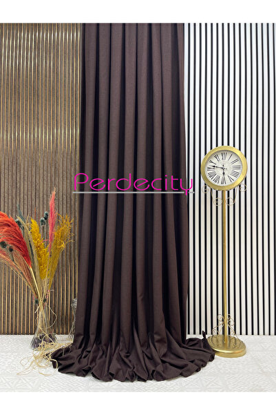 PERDECITY Естествен ленен завеса в бохемски стил с тъмно кафе фон 1x3 плътни плисета, не се изисква гладене, подходяща за всяка стая