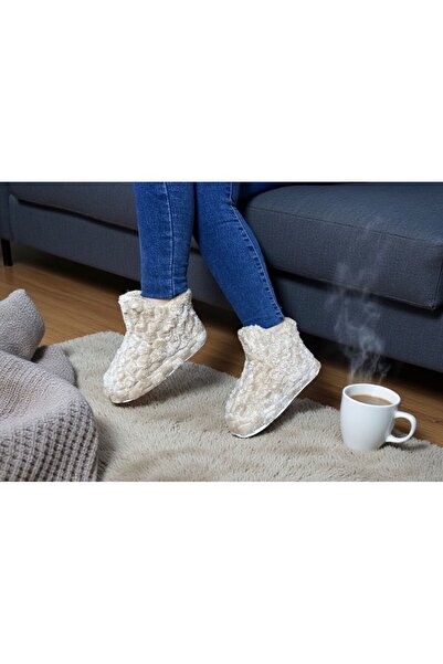 İpek Women's Spiral Plush Fluffy Plush Non-Slip Sole Home Boots Slippers
