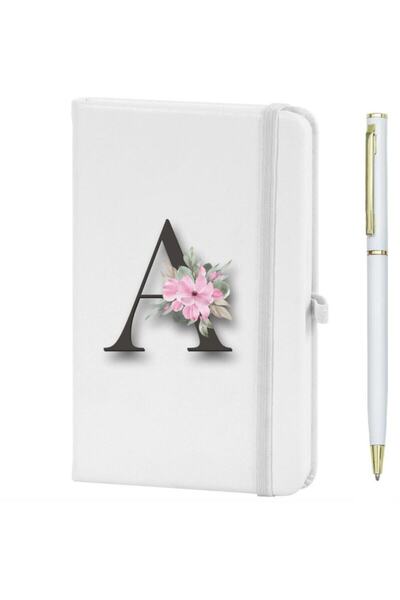 LİNOVERA Letter A Flower Pattern Printed Notebook