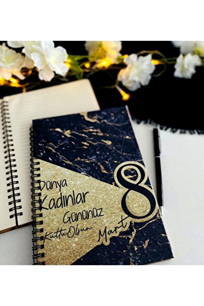 LİNOVERA Women's Day Black Gold Notebook Pen Set