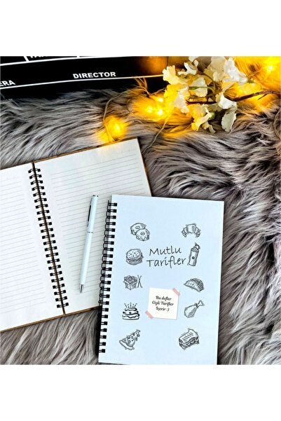 LİNOVERA Happy Recipes Wooden Notebook and Pen (WHITE)