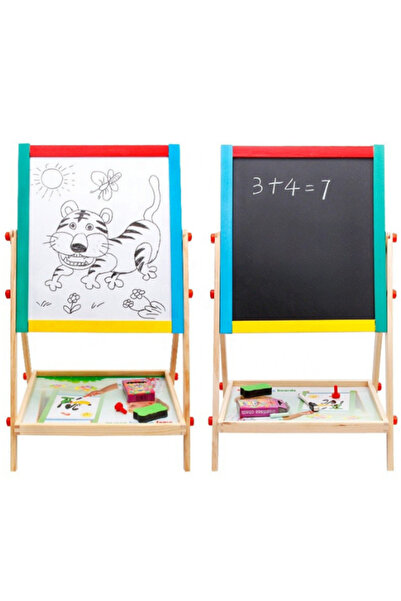 OEM 2-in-1 wooden magnetic board, easel type, with marker & chalk