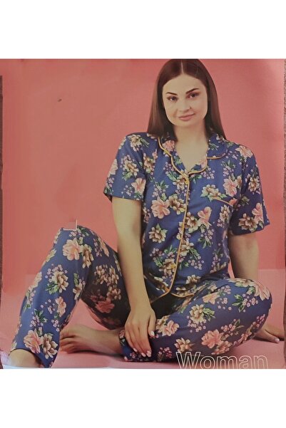 altınok fashion baddal mavi çiçekli pijama takımı