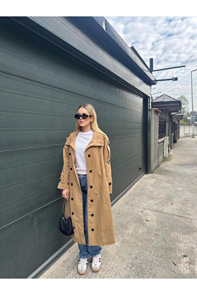 Bak'ap Μακρύ παλτό με λεπτομέρεια με κορδόνια Premium Lined ψηλός λαιμός Trend