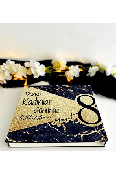 LİNOVERA Women's Day Wooden Notebook Pen Set with Wooden Box