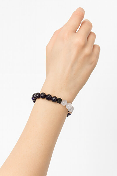 ZENAURA Pink Quartz Amethyst Hematite Natural Stone Bracelet 10mm