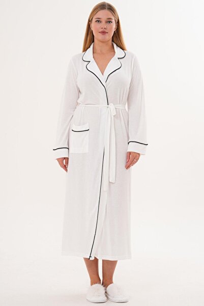 Mecit Pijama Mecit 6309 Εκρού Γυναικεία Μακριά Ρόμπα