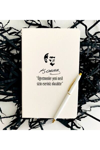 LİNOVERA Teachers' Day Atatürk Silhouette Printed Notebook Pen Set