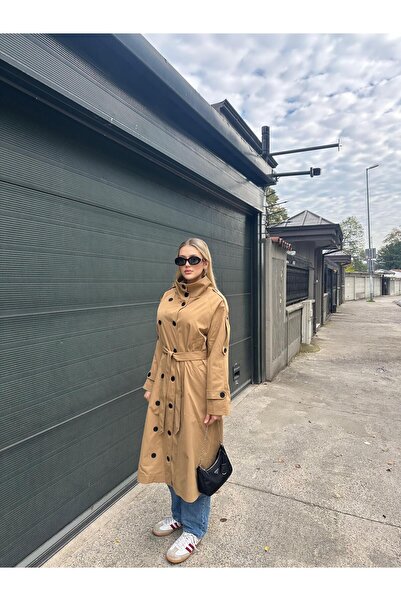 Bak'ap Преміум підкладка, високий комір, модна застібка, довгий тренчкот з деталями