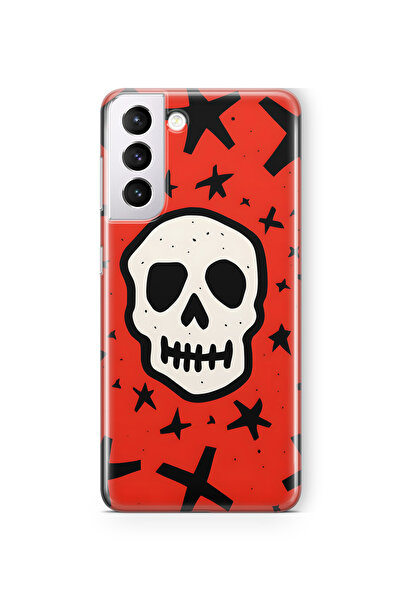 FLAMENKO حافظة هاتف شفافة متوافقة مع سامسونج جالاكسي S22 بنمط جمجمة ونجمة