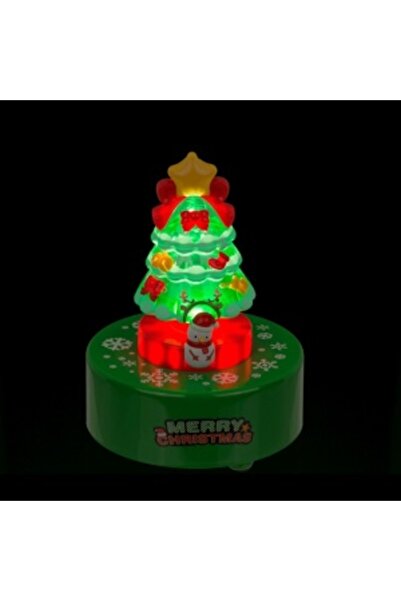 CREATIVE Christmas Tree Music Box (ABS), Rotating with Lights, 12 x 7 x 14 cm, Green/Red/Yellow