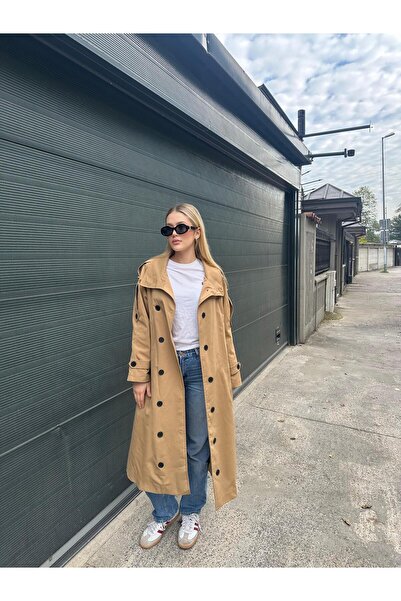 Bak'ap Μακρύ παλτό με λεπτομέρεια με κορδόνια Premium Lined ψηλός λαιμός Trend