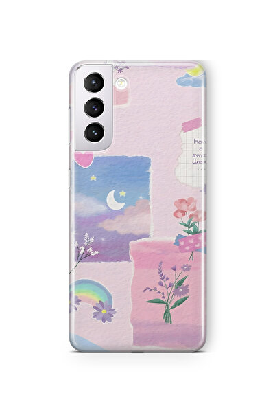 FLAMENKO حافظة هاتف شفافة متوافقة مع هاتف سامسونج جالاكسي S22 بنمط زهور الباس...