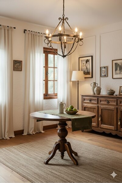 Alaylı Mobilya Yuvarlak Ahşap Baba Ayak Masa - Açılır Yemek Masası - Ceviz Re...