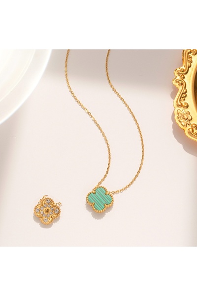 KEVSA Jewelry Colier Alhambra din oțel inoxidabil / Pandantiv cu două fețe - ...