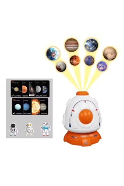 CREATIVE Planet projector with 3 figurines - astronaut, robot and alien, for kids 3+, white-orange