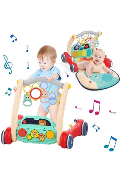 CREATIVE Premergător și centru de activități 3 în 1 pentru bebeluși, cu lumini și muzică, 4 moduri de joacă, multicolor