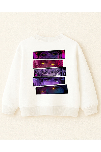 fasardi Kpop Demon Hunters Saja Boys Спереду і ззаду з принтом Oversize без капюшона з довгими рукавами унісекс дитячий світшот