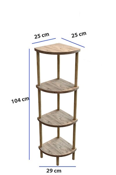 MERVİNG “Mutfak Köşe Rafı – 4 Katlı ATLANTİK ÇAM Pratik Depolama ve Düzenleme Ünitesi”