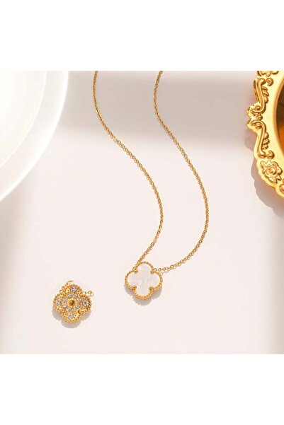 KEVSA Jewelry Colier Alhambra din oțel inoxidabil / Pandantiv cu două fețe - ...