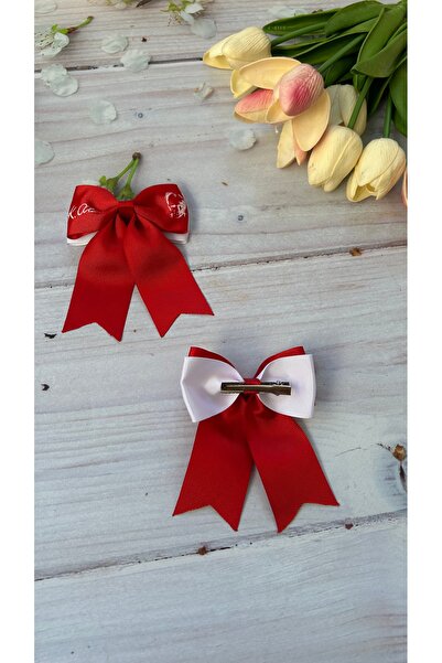 THE İLKİN TOKA Ataturk Patterned Ribbon Hair Clip - 2 Pieces with Clips/ October 29, May 19, April 23 Clip
