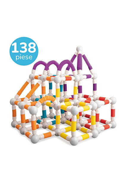 Toyska Flexible magnetic construction set with tubes and balls, 138 pieces, multicolor