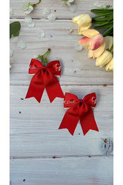 THE İLKİN TOKA Ataturk Patterned Ribbon Hair Clip - 2 Pieces with Clips/ October 29, May 19, April 23 Clip