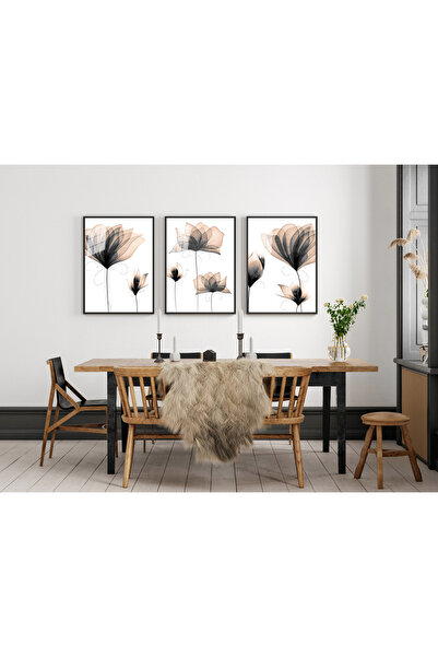 bestablo Set de pictură pe lemn cu flori decorative în acuarelă, 3 bucăți