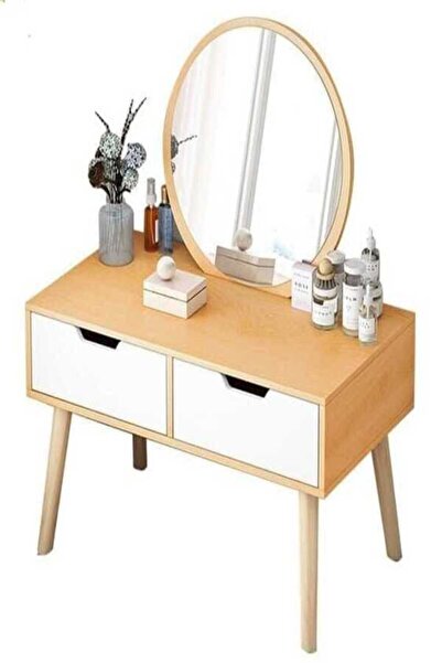 Twinkle Mart Makeup Dressing Table, Small Modern Low Shape - Wood Color