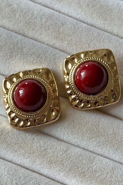 AMORE.İST STORE Gold Çerçeveli Modern Vintage Küpe