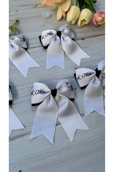 THE İLKİN TOKA 5 Pieces Ataturk Patterned Ribbon Hair Clips, Holiday Clips April 23, October 29, May 19