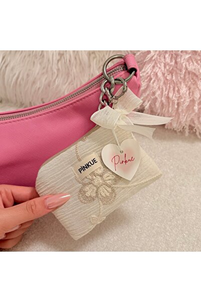 PİNKUE Mini suport pentru carduri/portofel/charm pentru geanta cu detaliu de ...