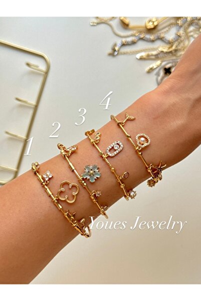 YOUES JEWELRY سوار قابل للتعديل مع حلية متدلية من الفولاذ