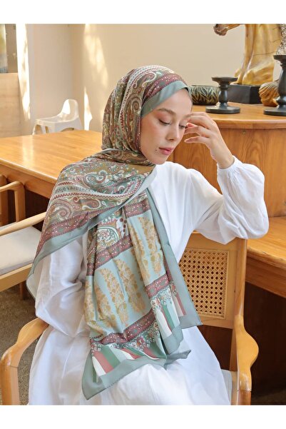 Modakaşmir Μεταξωτό σάλι Ζαφίρα με σχέδιο Μενάντα