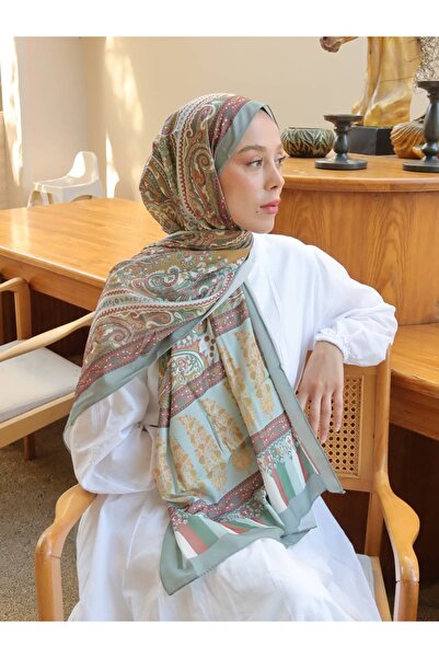 Modakaşmir Μεταξωτό σάλι Ζαφίρα με σχέδιο Μενάντα