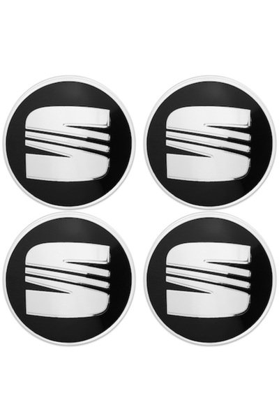 OEM Σετ 4 καλυμμάτων τροχών για SEAT, 55 mm, μαύρο-ασημί