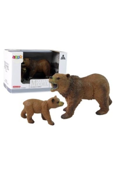 CREATIVE Set of 2 Grizzly Bear and Cub Figurines, Rubber, for 3+ years, 16 x 11 x 9.5 cm, brown