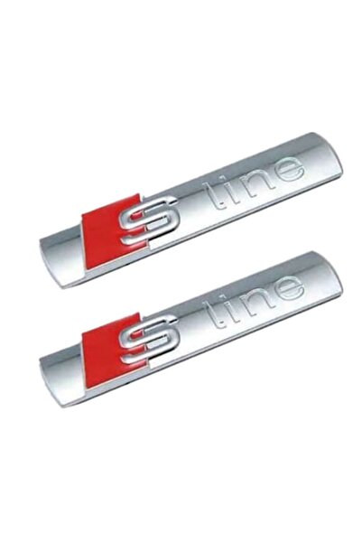 OEM Set 2 embleme metalice S-line pentru AUDI, argintii