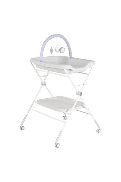 Cangaroo Masă de înfășat pliabilă Croco Grey – cu rafturi, roți și jucării, până la 15 kg