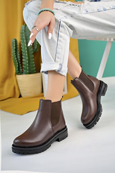 Butik Hakiki Deri Kadın Günlük Lastikli Bot DC3050