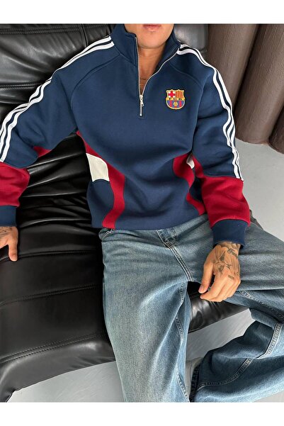 KUN SPORTSWEAR Premium Retro Ethnic Pattern Half Zip Sweatshirt Oversize Unisex