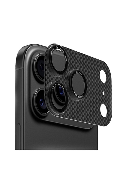 m.tk moveteck iPhone 17 Pro Compatible Camera Lens Protector Metal Carbon Kevlar Look Full Coverage Protective Glass