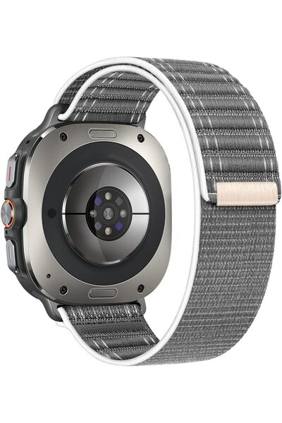 Generic Nylon Fabric Band Compatible with Samsung Galaxy Watch Ultra 47mm, Grey