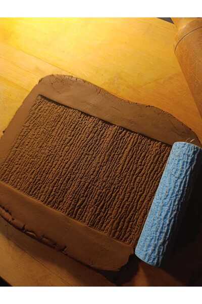 Enbceramic 10 CM AĞAÇ DOKUSU DOKU RULOSU DESEN OKLAVASI SERAMİK-POLİMER KİL-K...