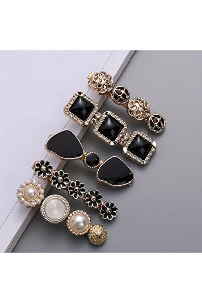 Accessories Hei Black Floral Patterned Daily Use 4-Piece Women's Hair Accessory Hairpin Set