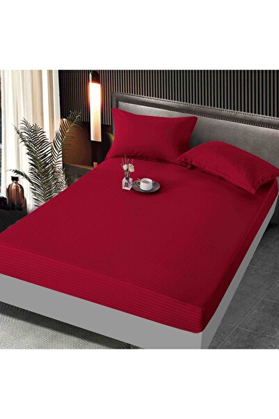 JOJO HOME Bed cover 160x200cm + 2 pillowcases, damask cotton, Red
