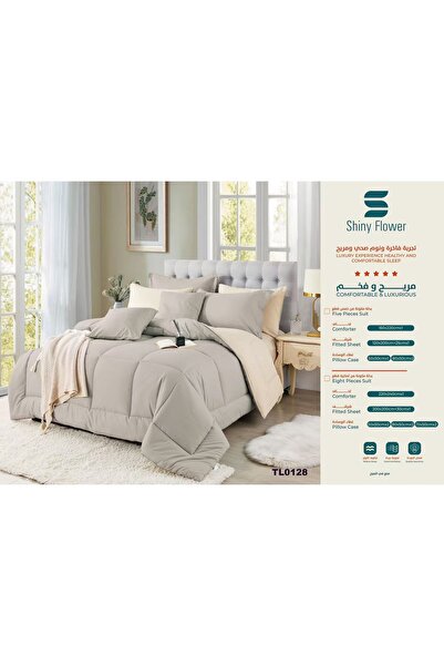 ShinyFlower Winter Comforter Set with Fixed Cotton Filling, Microfiber Fabric, 8 Pieces, Double Size 240x220 cm